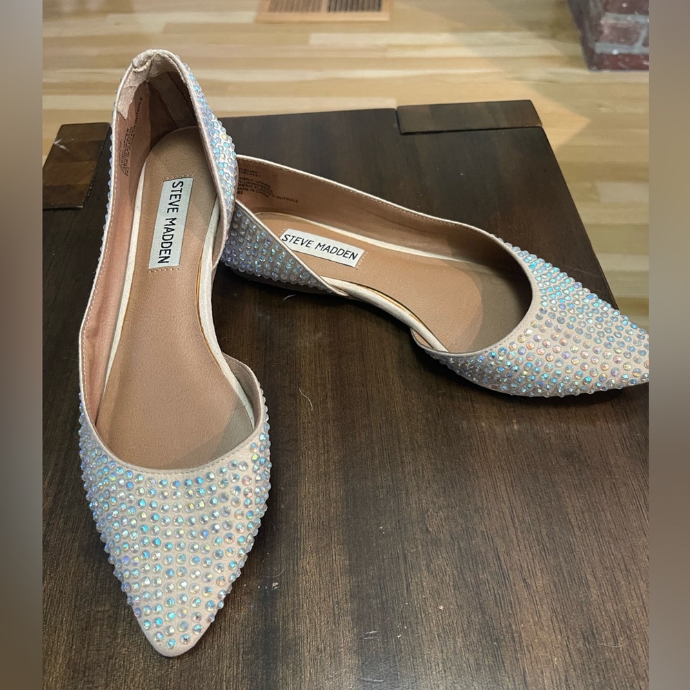 Steve Madden Rhinestone Embellished Flats - Beige - Picture 2 of 6